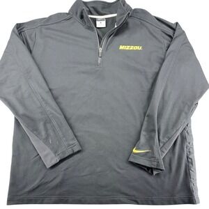 Nike Missouri Mizzou Tigers Mens Large Black Quarter Zip Pullover Sweatshirt